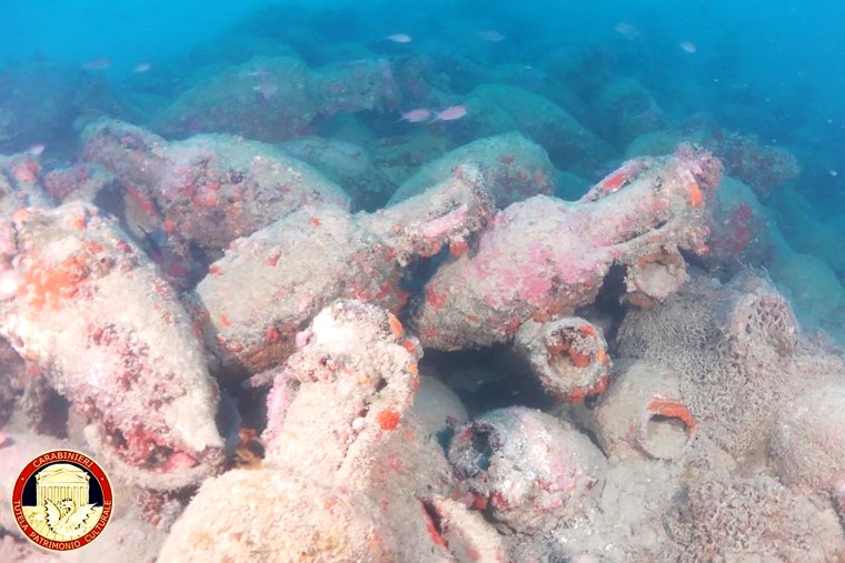 Hundreds of clay jars known as amphorae were discovered inside the shipwreck.