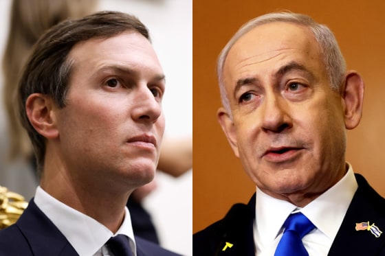 Image: Composite image of two photos - left shows Jared Kushner, right shows Benjamin Netanyahu.