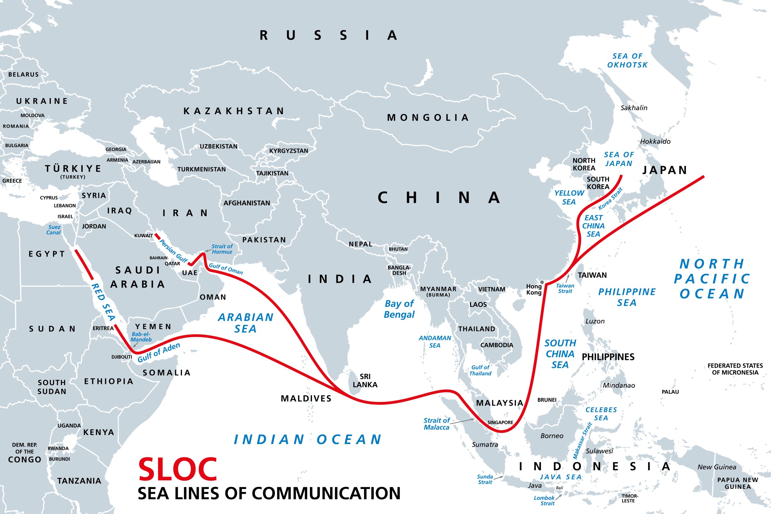 Indo-Pacific major energy SLOCs, Sea Lines Of Communication, map 
